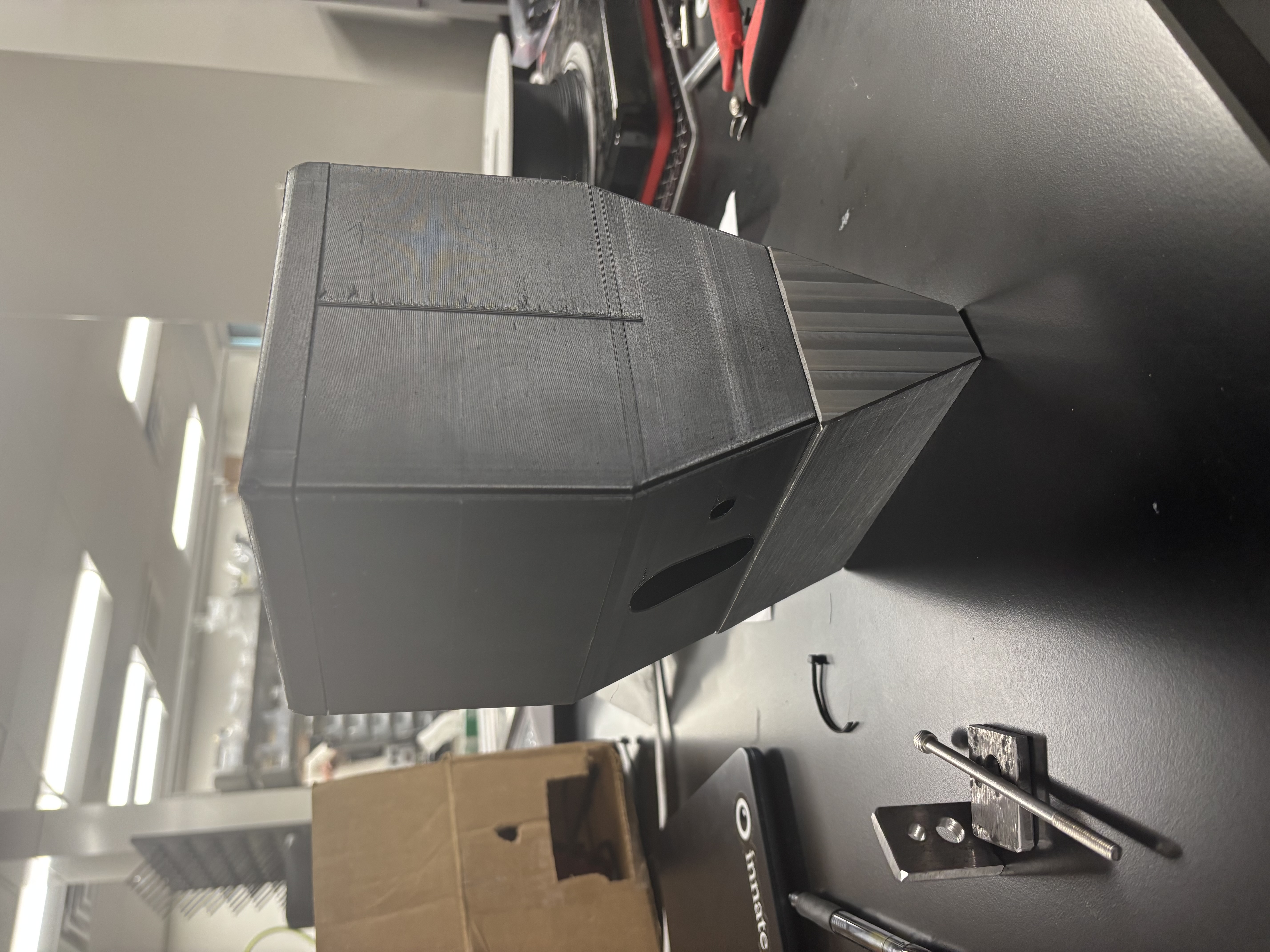 Hessian Industries V2 prototype with printed housing and machined anchor on the bench